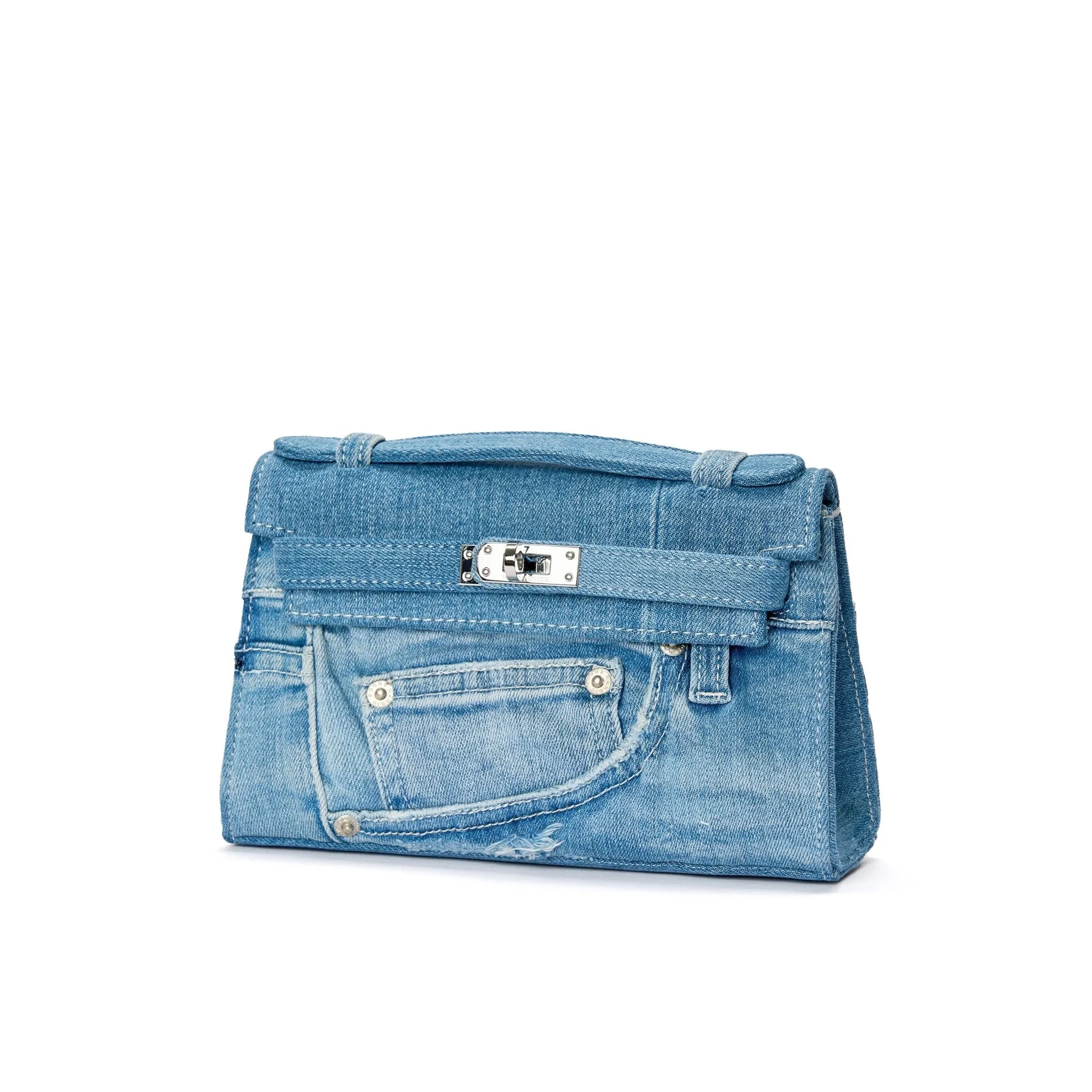 Light Blue Top Handle Bag