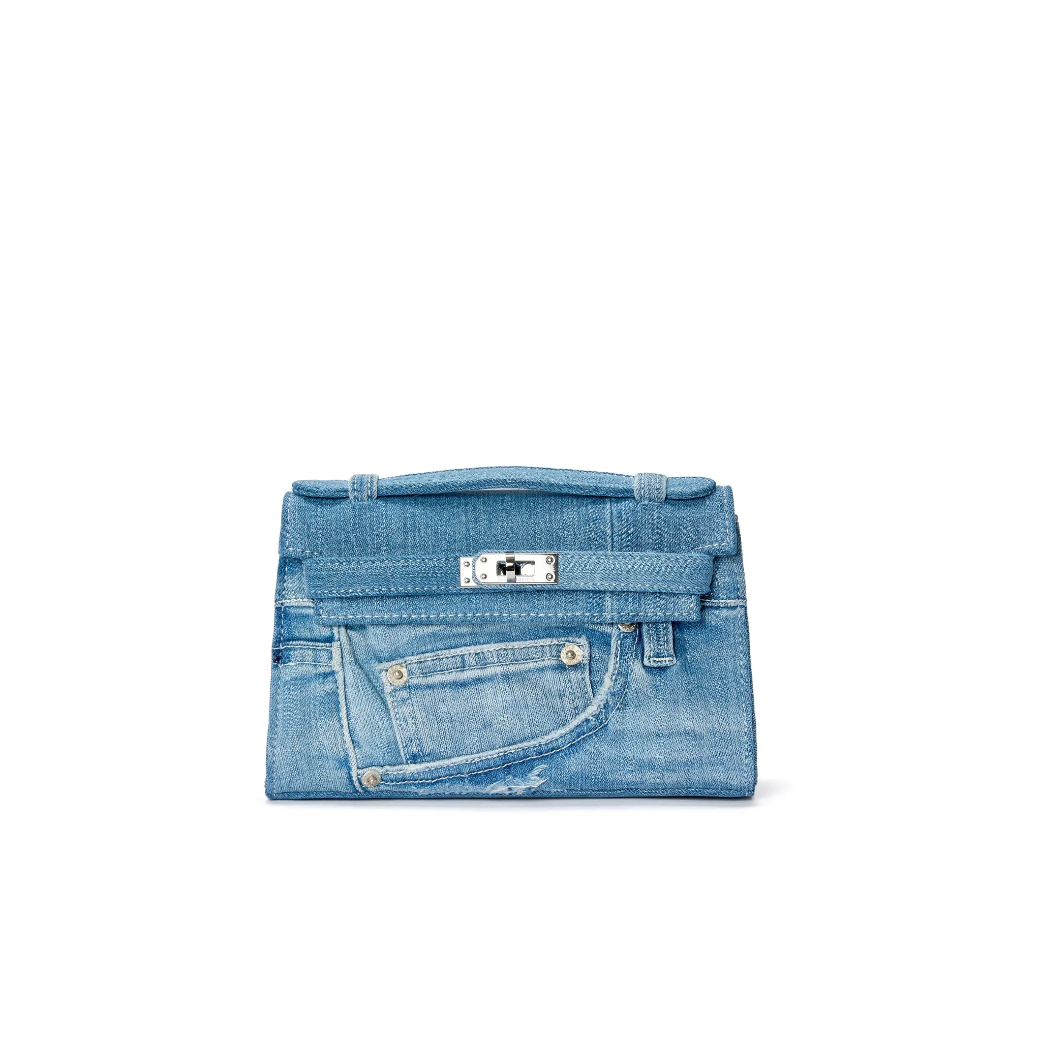 Light Blue Top Handle Bag