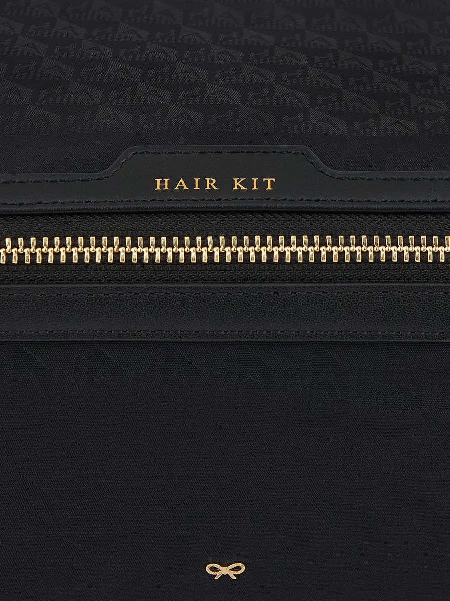 Logo Hair Kit Travel Pouch in Black