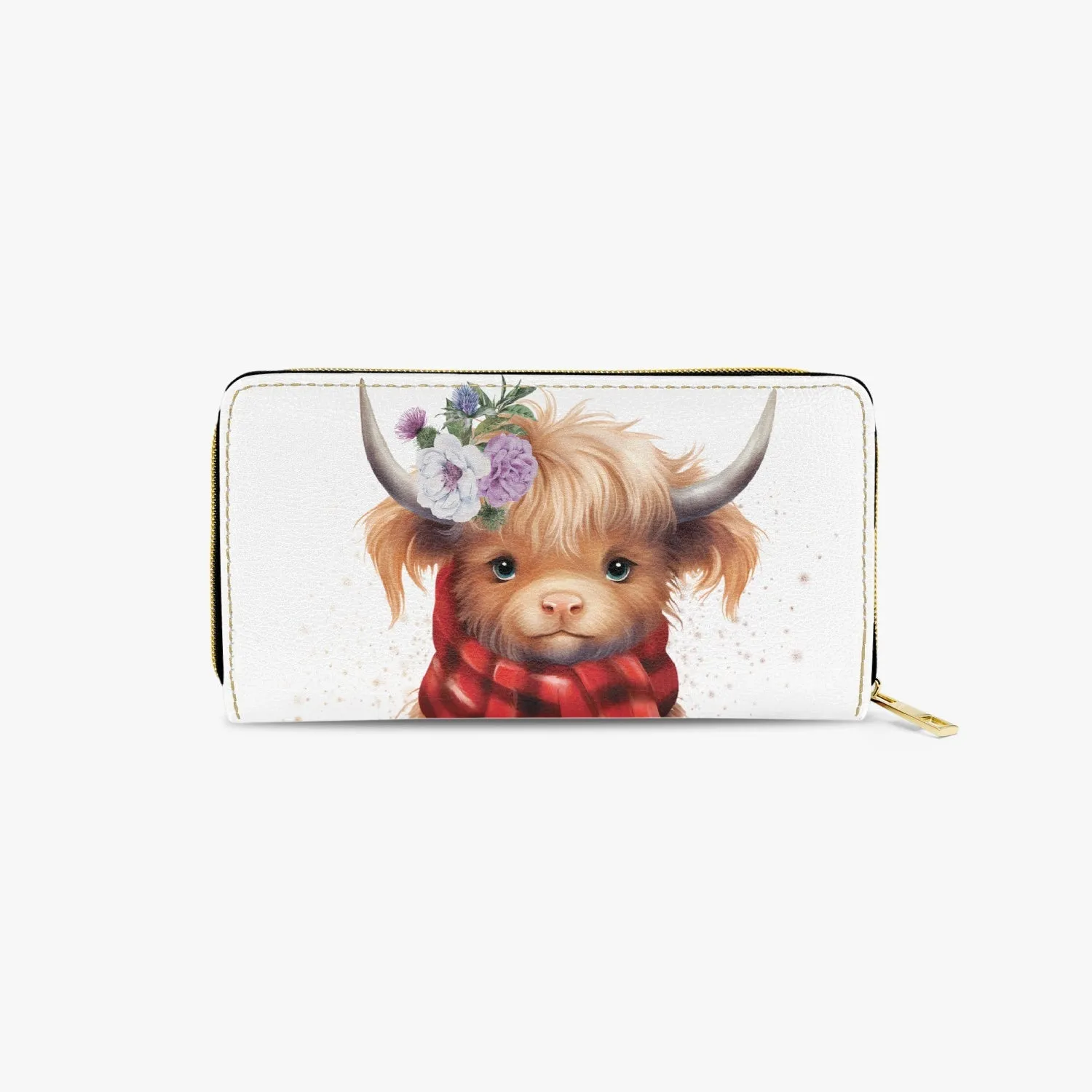 Long Type Zipper Purse, Highland Cow, awd-553