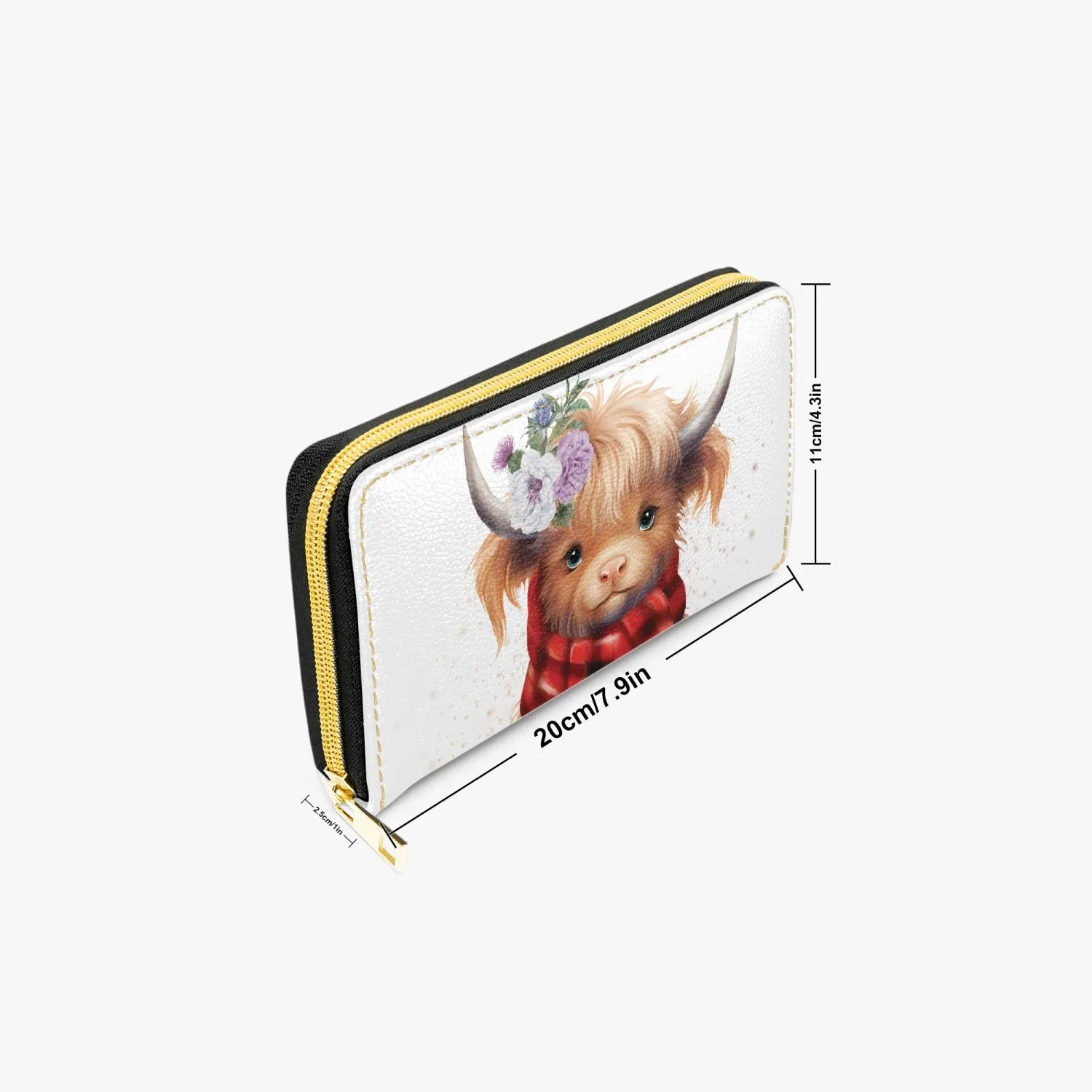 Long Type Zipper Purse, Highland Cow, awd-553