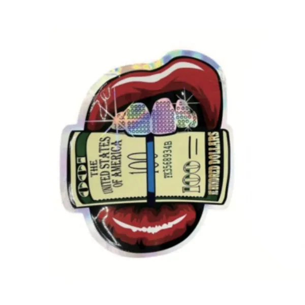 Loud Mouth Dollar - Custom Shape Mylar Bags - 10cm x 12cm - Each