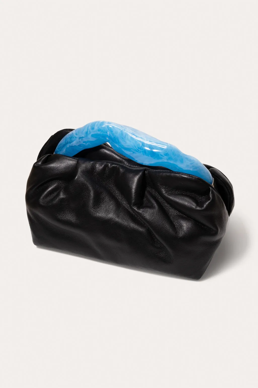 Lunchbox - Blue Resin and Black Leather Clutch Bag