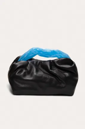 Lunchbox - Blue Resin and Black Leather Clutch Bag