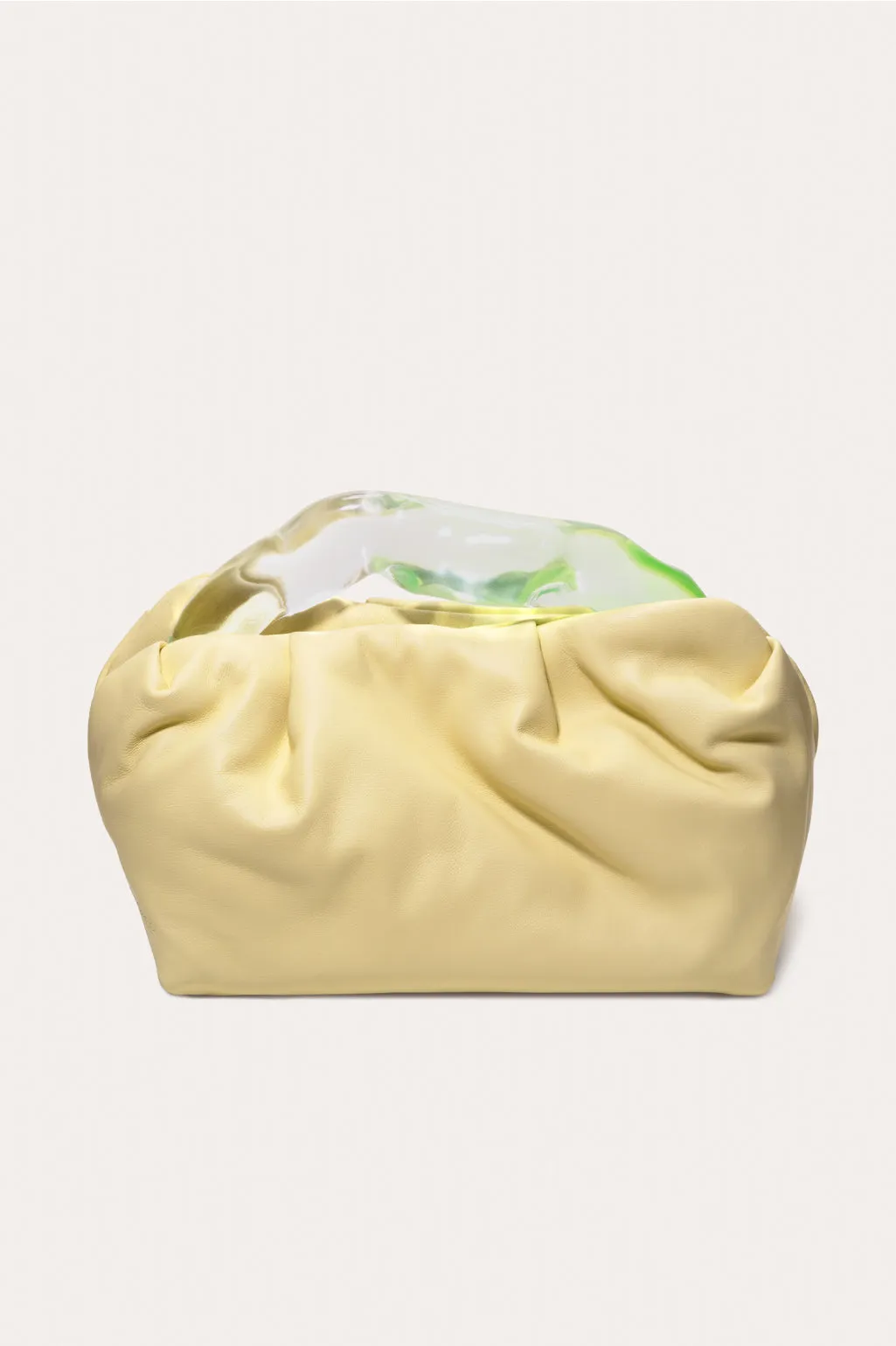 Lunchbox - Lime Resin and Yellow Leather Clutch Bag