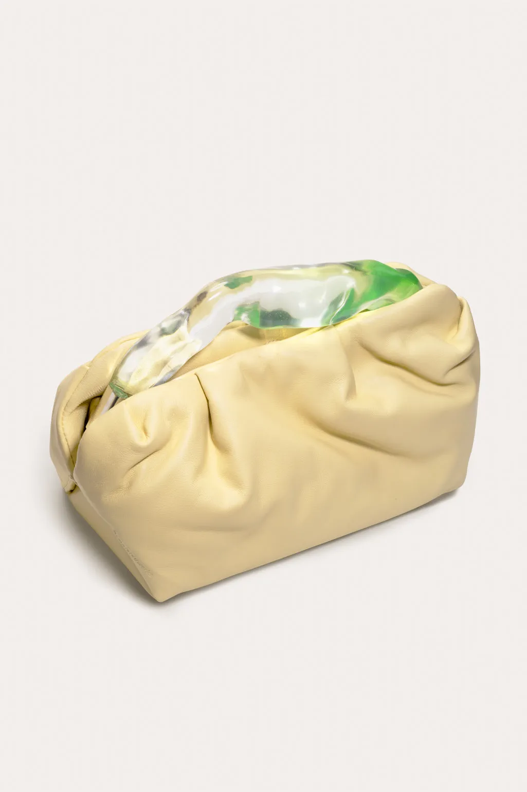 Lunchbox - Lime Resin and Yellow Leather Clutch Bag