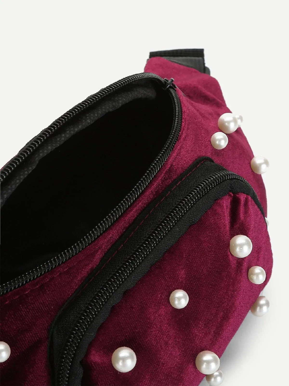 Luxury Pearl velvet detail fanny pack waist bum bag