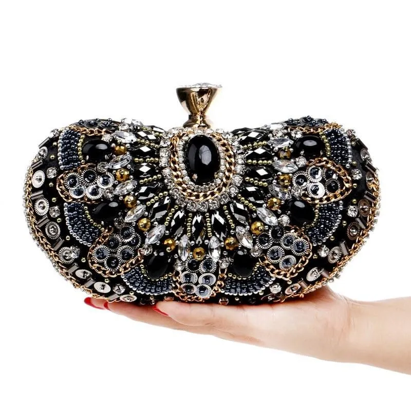 Luxy Moon Black Evening Bag Sparkly Beaded Clutch