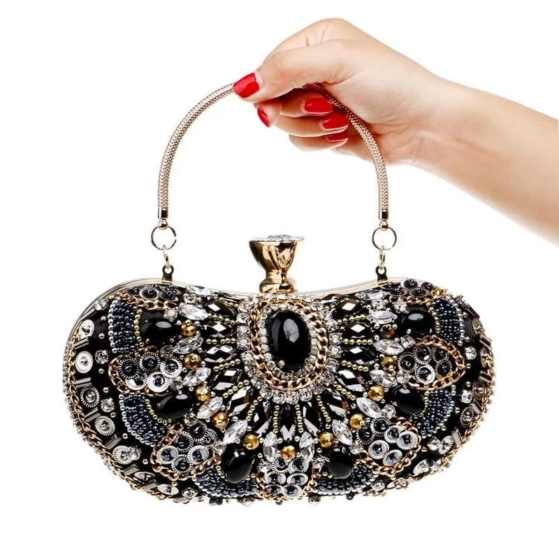 Luxy Moon Black Evening Bag Sparkly Beaded Clutch