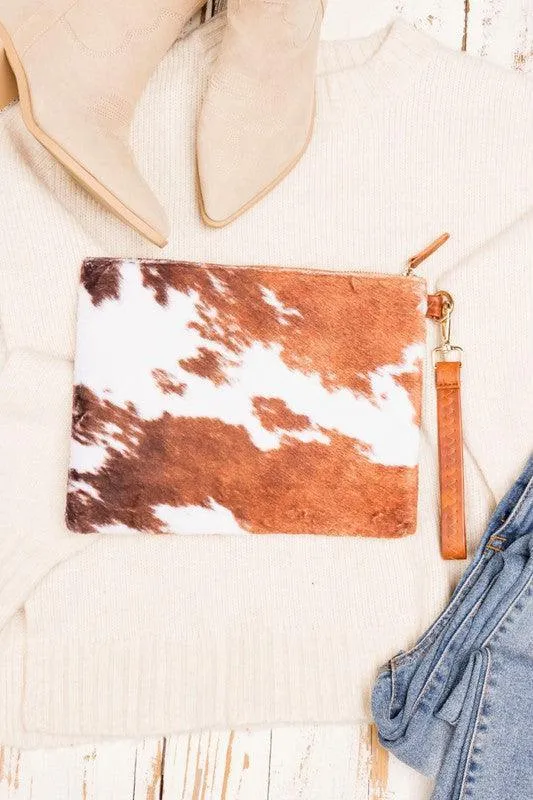 Malene Cow Faux Fur Clutch