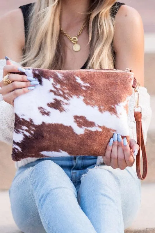 Malene Cow Faux Fur Clutch