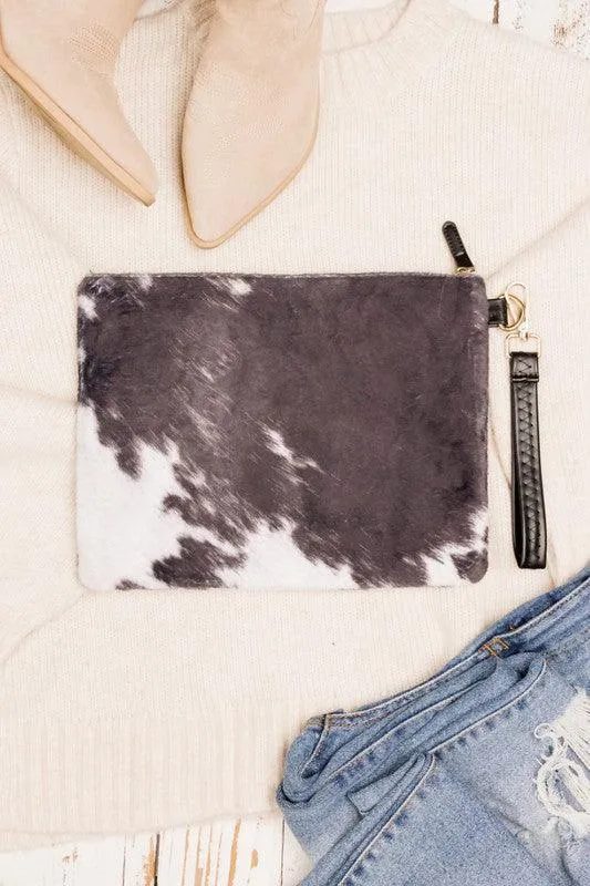 Malene Cow Faux Fur Clutch