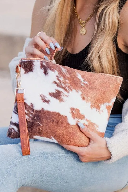 Malene Cow Faux Fur Clutch