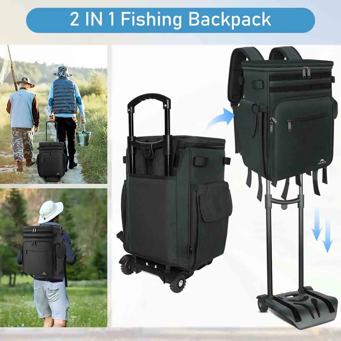 Matein Rolling Tackle Box Backpack