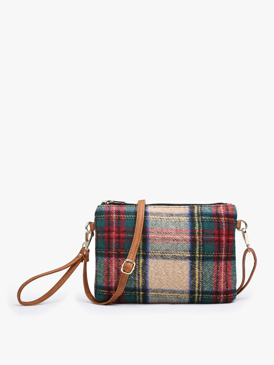 Meriam Clutch Crossbody/Wristlet - Navy & Green Plaid