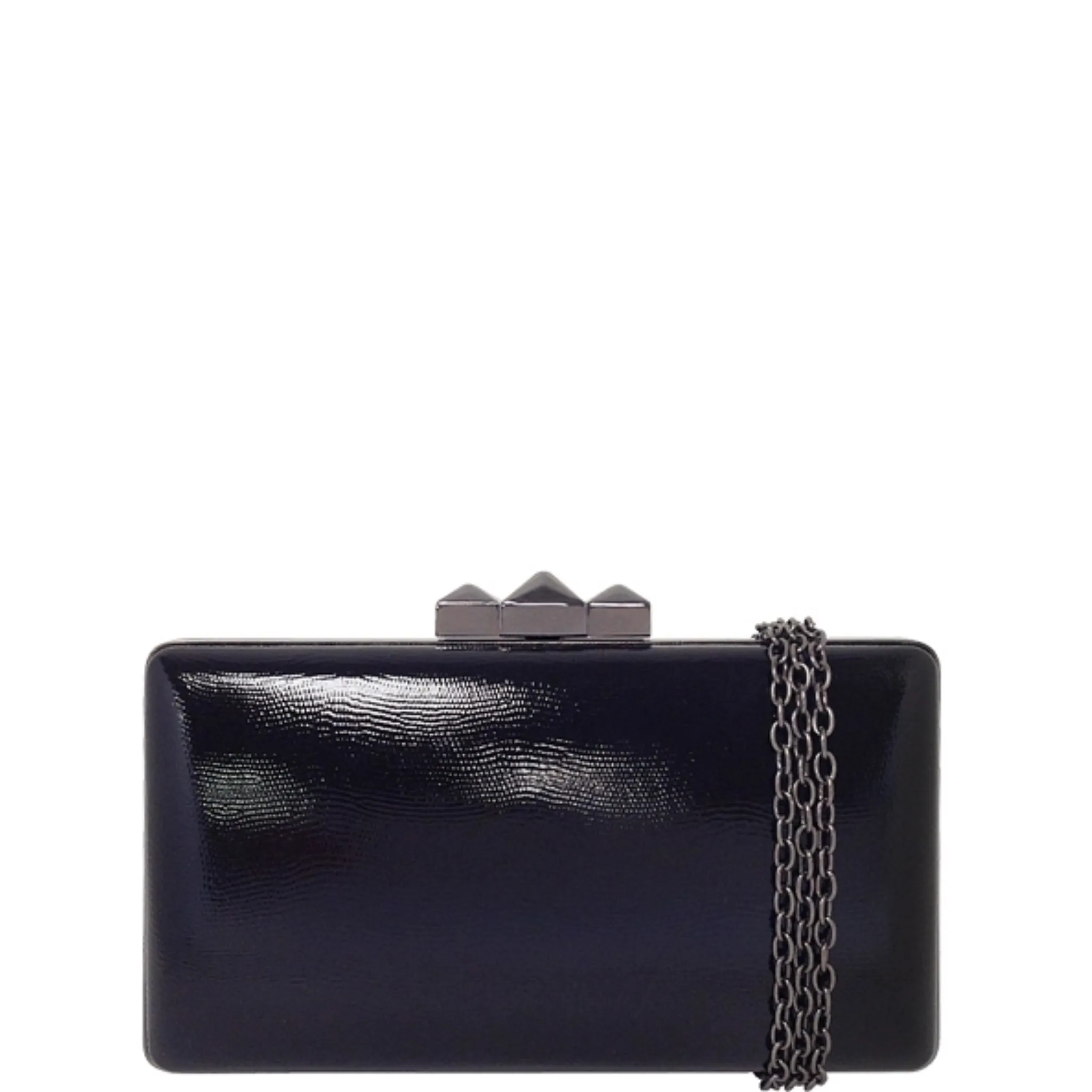 Metallic Faux Leather Box Clutch