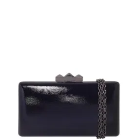 Metallic Faux Leather Box Clutch