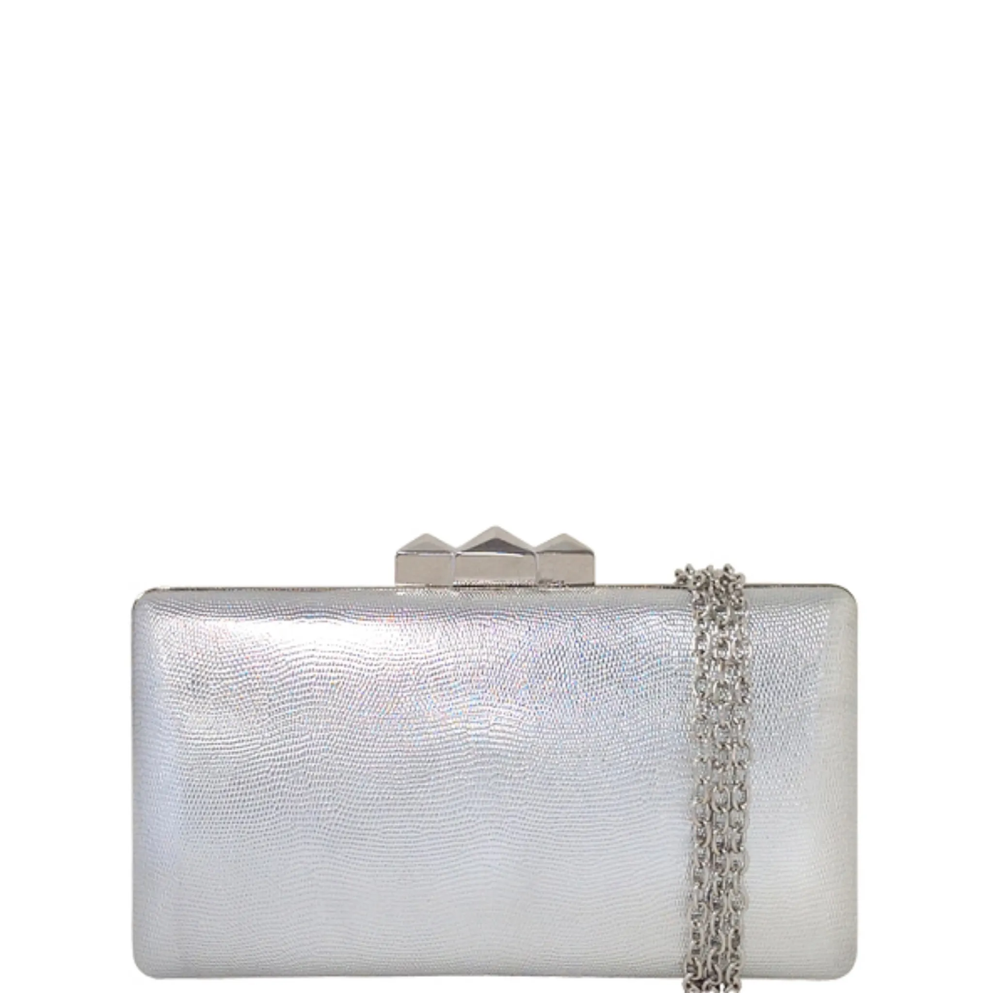 Metallic Faux Leather Box Clutch