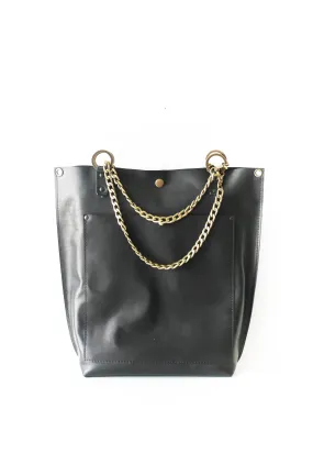 Minimal Black Leather Tote