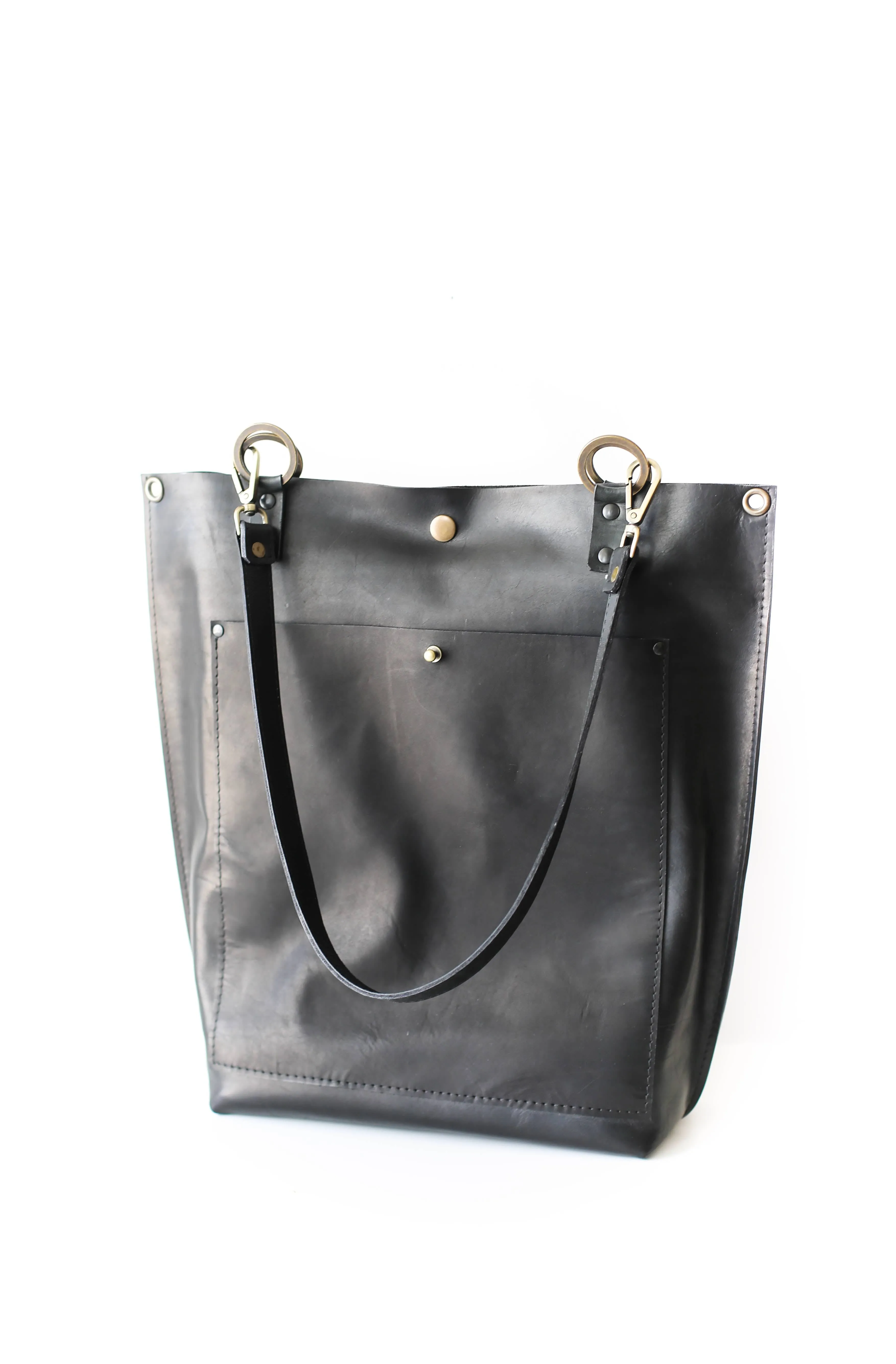 Minimal Black Leather Tote