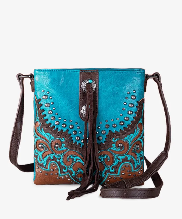 Montana West Embroidered Studed Crossbody