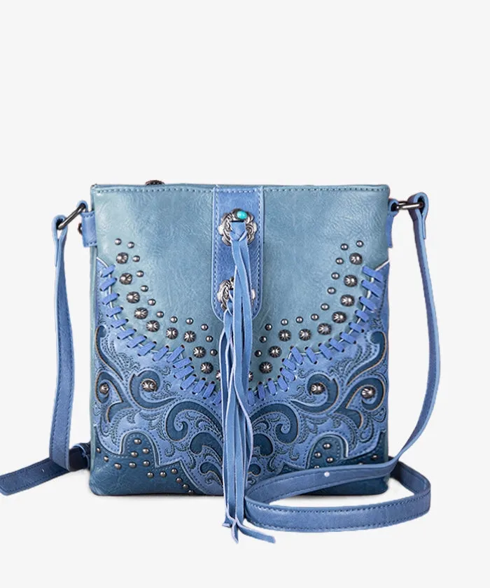 Montana West Embroidered Studed Crossbody