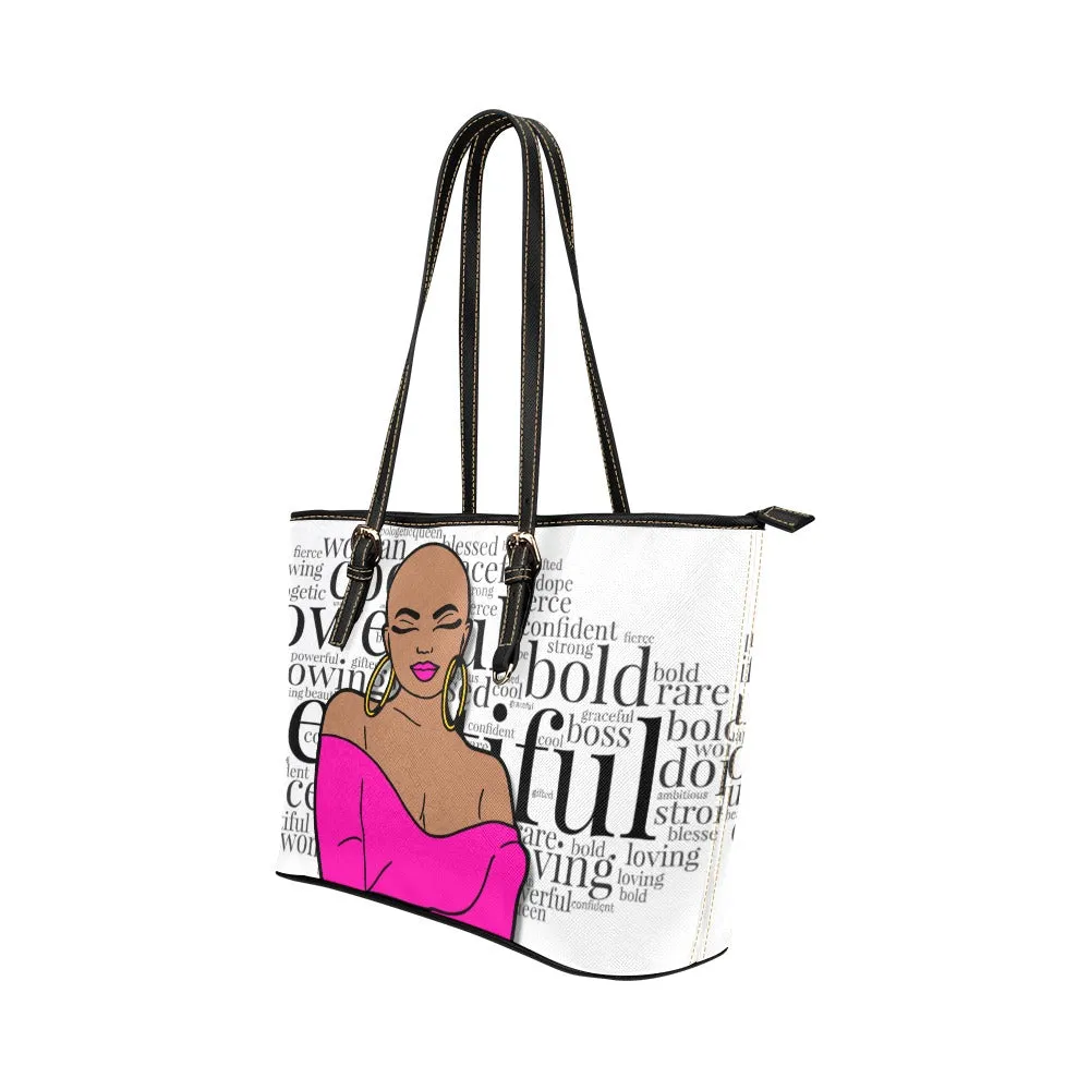 My Bald Is Beautiful Affirmations | Lg Leather Tote Bag