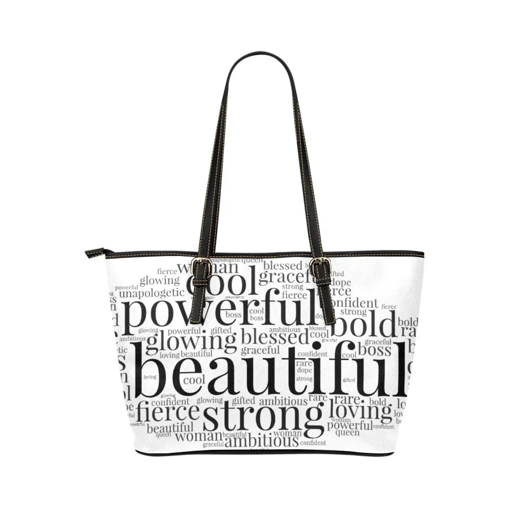 My Bald Is Beautiful Affirmations | Lg Leather Tote Bag