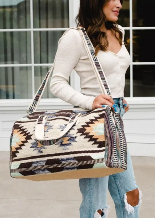 Natural Sands Aztec Print Duffle Tote Bag