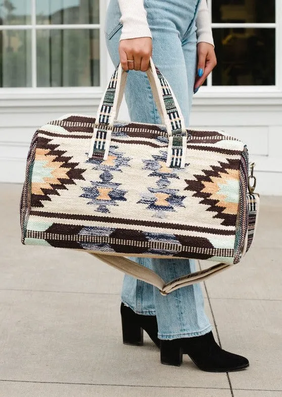 Natural Sands Aztec Print Duffle Tote Bag