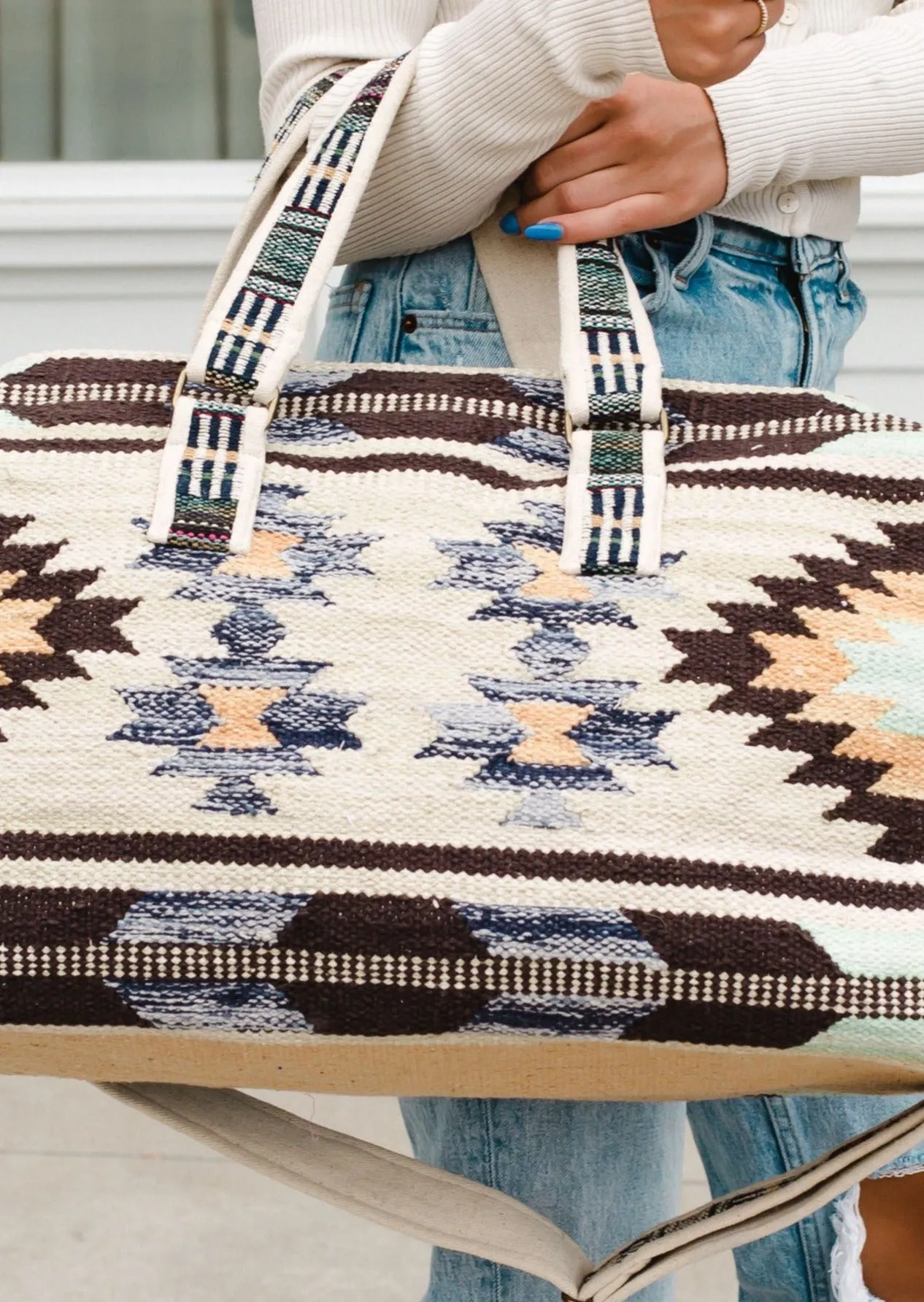 Natural Sands Aztec Print Duffle Tote Bag