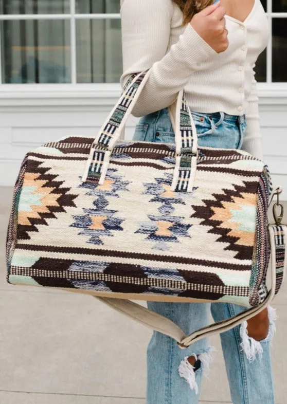 Natural Sands Aztec Print Duffle Tote Bag