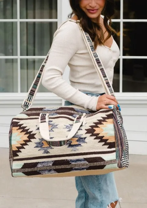 Natural Sands Aztec Print Duffle Tote Bag