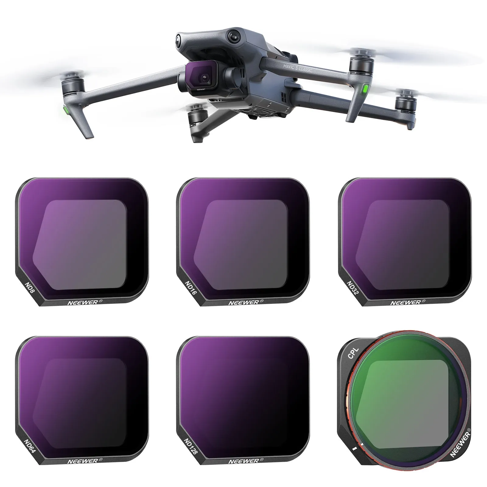 NEEWER 6 Pack ND/CPL Filter Set compatible with DJI Mavic 3 Classic