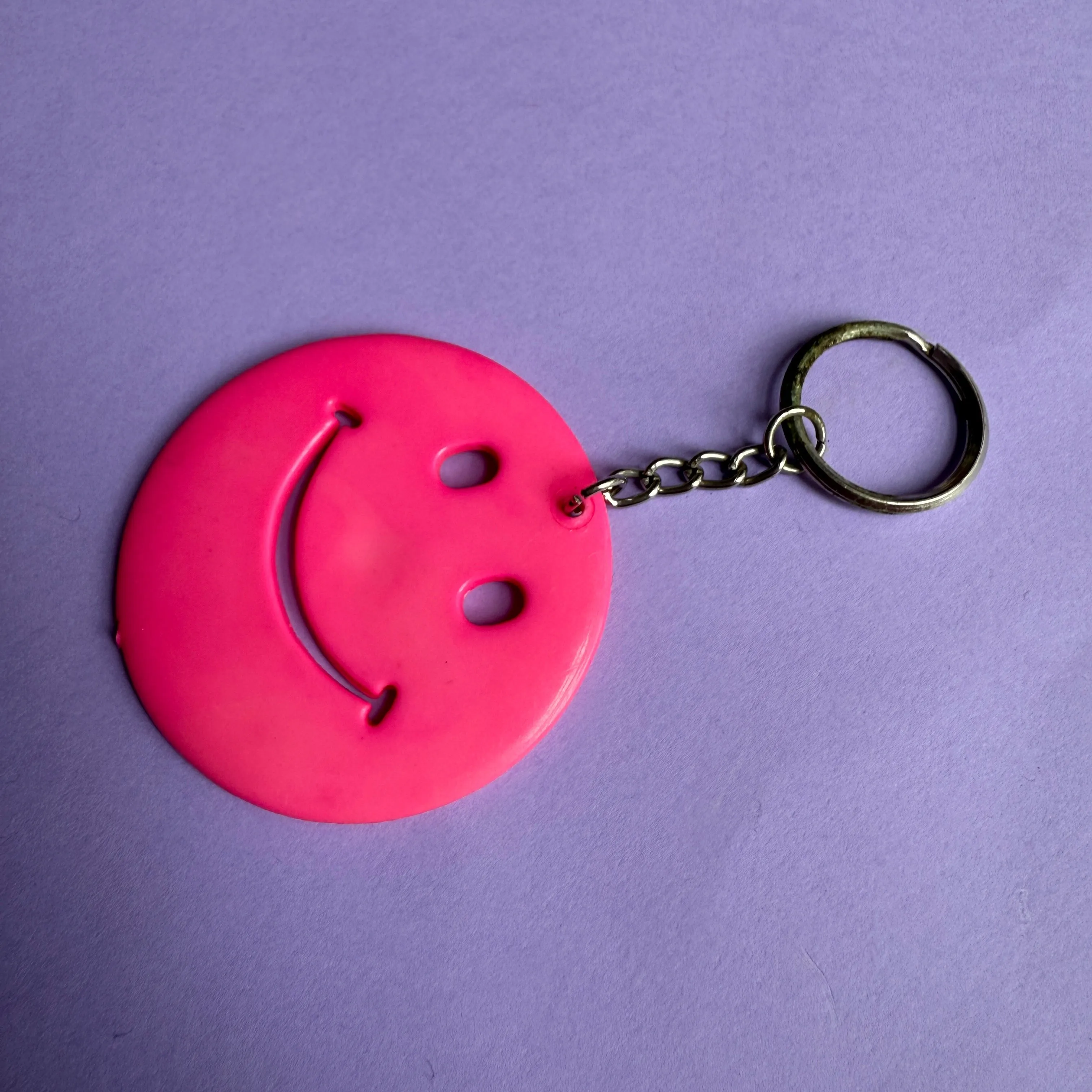 Neon 80s plastic smiley charm