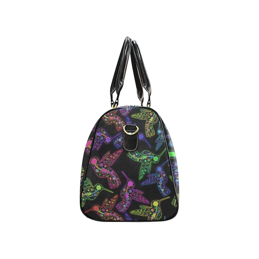 Neon Floral Hummingbirds Waterproof Travel Bag