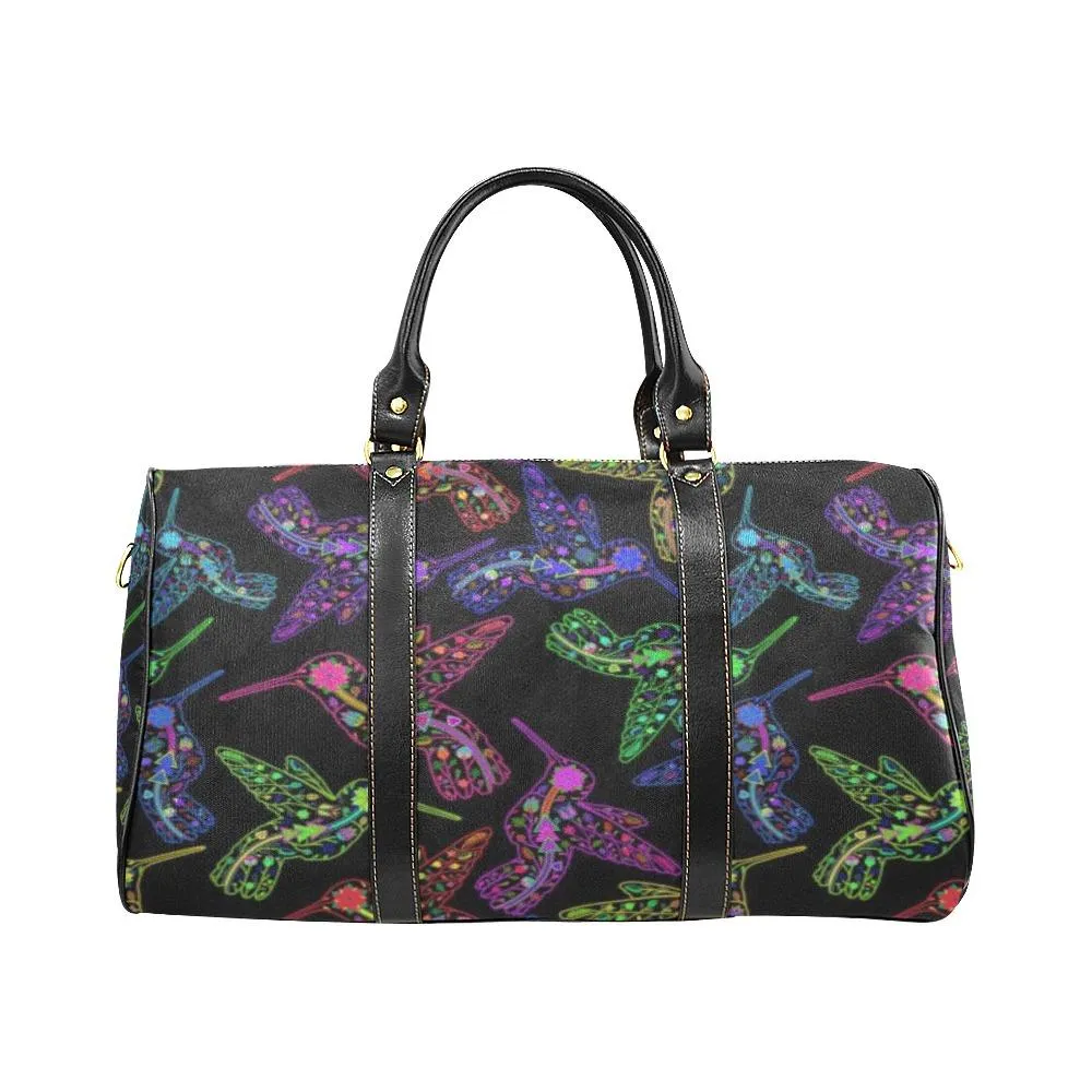 Neon Floral Hummingbirds Waterproof Travel Bag