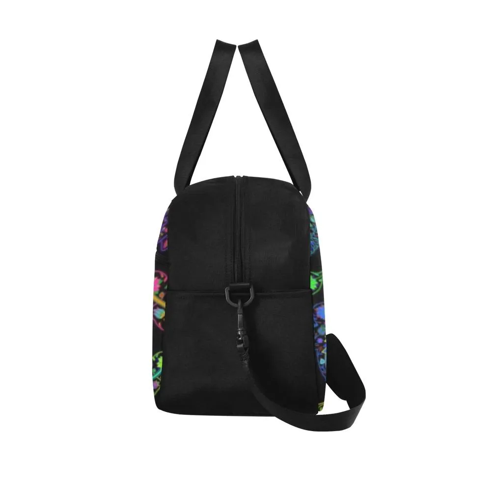 Neon Floral Hummingbirds Weekend Travel Bag