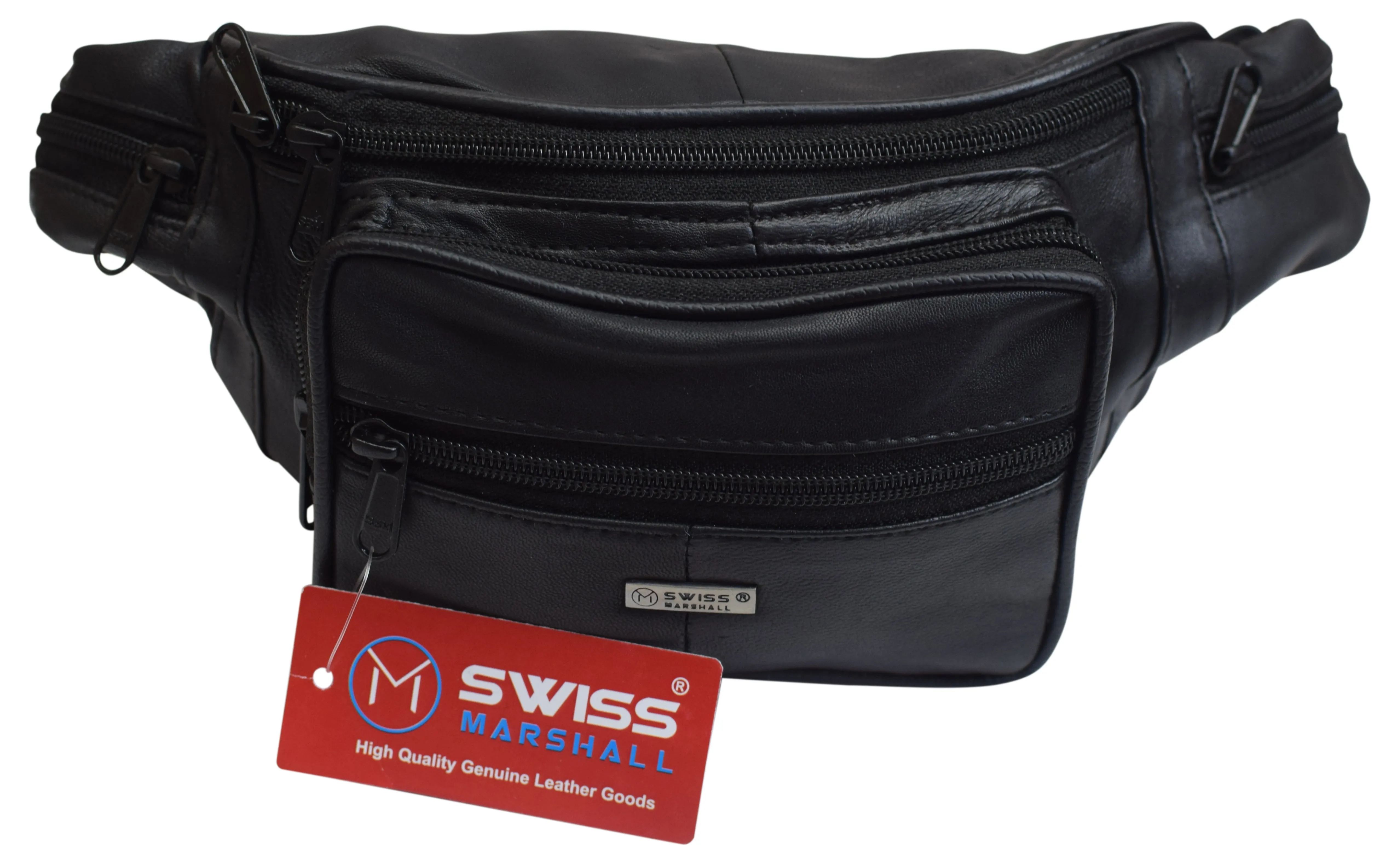 NEW Swiss Marshall Leather Fanny Pack Mens Waist Belt Bag Womens Purse Hip Pouch Travel 050LG