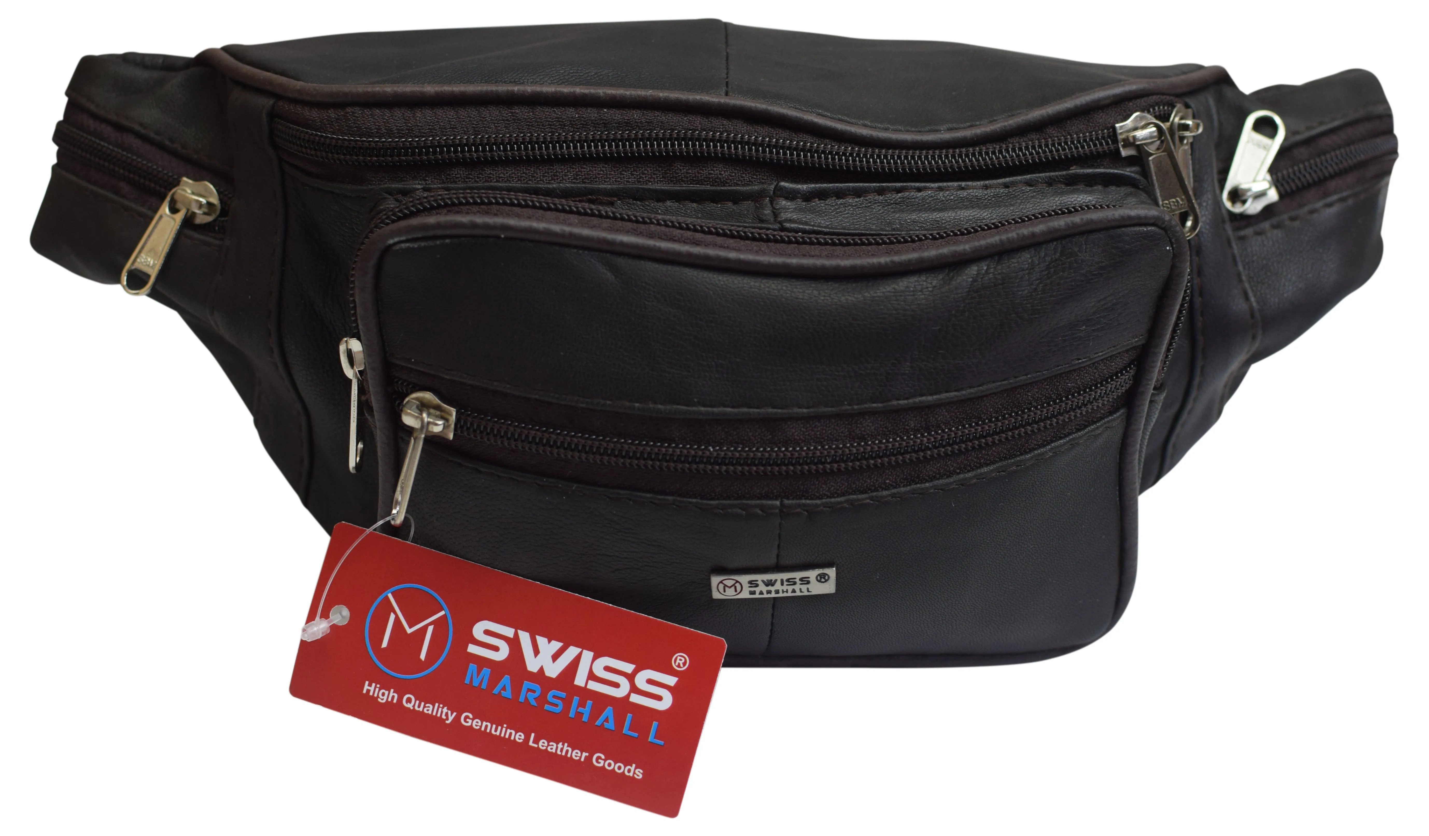 NEW Swiss Marshall Leather Fanny Pack Mens Waist Belt Bag Womens Purse Hip Pouch Travel 050LG