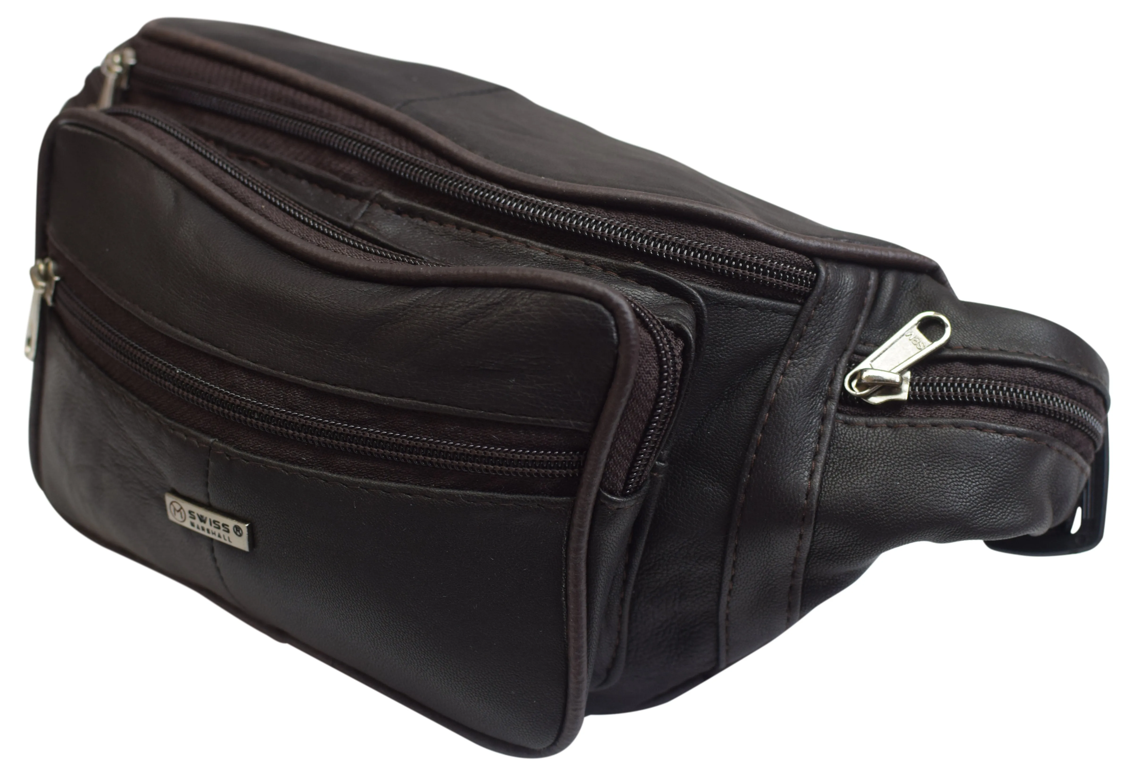 NEW Swiss Marshall Leather Fanny Pack Mens Waist Belt Bag Womens Purse Hip Pouch Travel 050LG