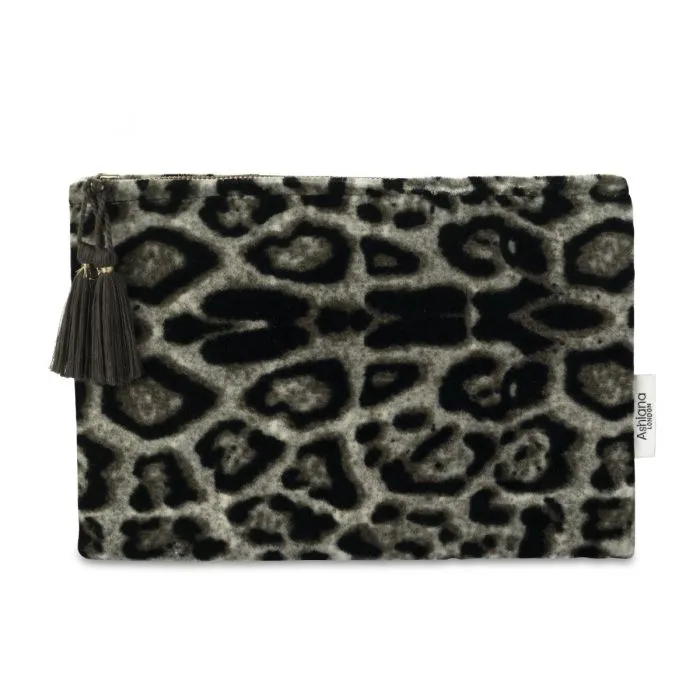 North Leopard Print Velvet Pouch