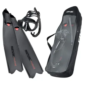 Open Box Seac Motus Tris Freediving and Spearfishing Set - Black, Size: 9.5-10