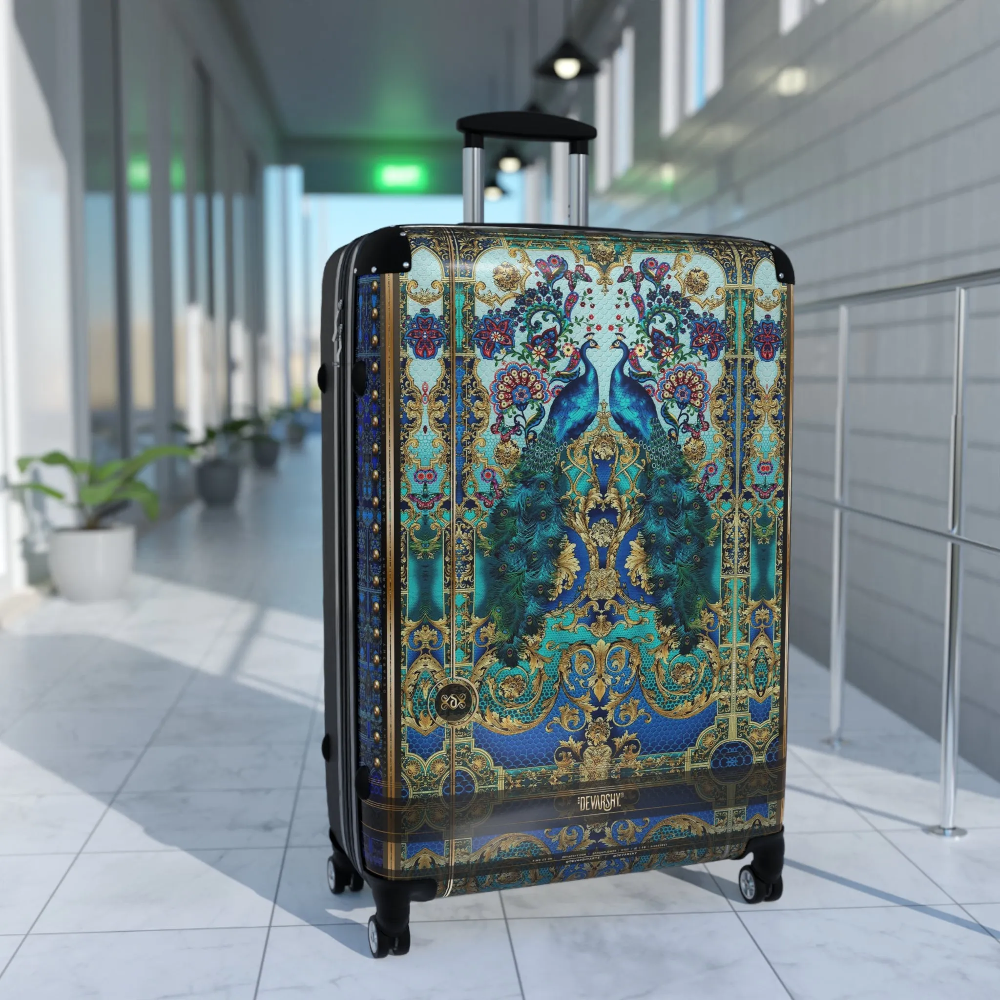 PEACOCK Print Suitcase Carry-on Suitcase Peacock Travel Luggage Hard Shell Suitcase in 3 Sizes - D20160