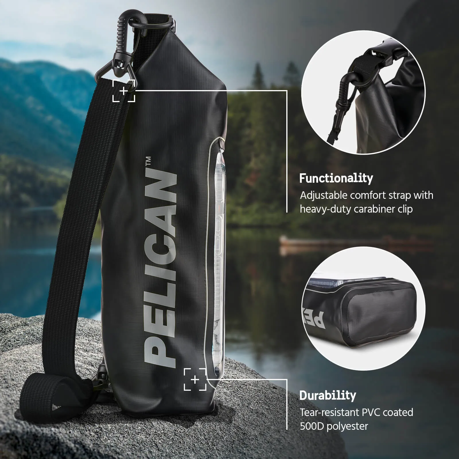 Pelican Marine Waterproof 2L Dry Bag (Stealth Black) - Phone Pouch