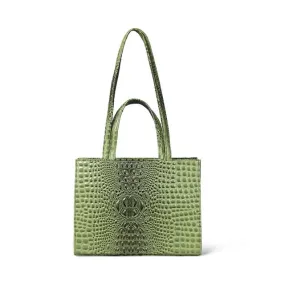 Pelle Luxur Women’s Medium-Sized Olive Green Handheld Bag in Premium PU with Zipper Closure.