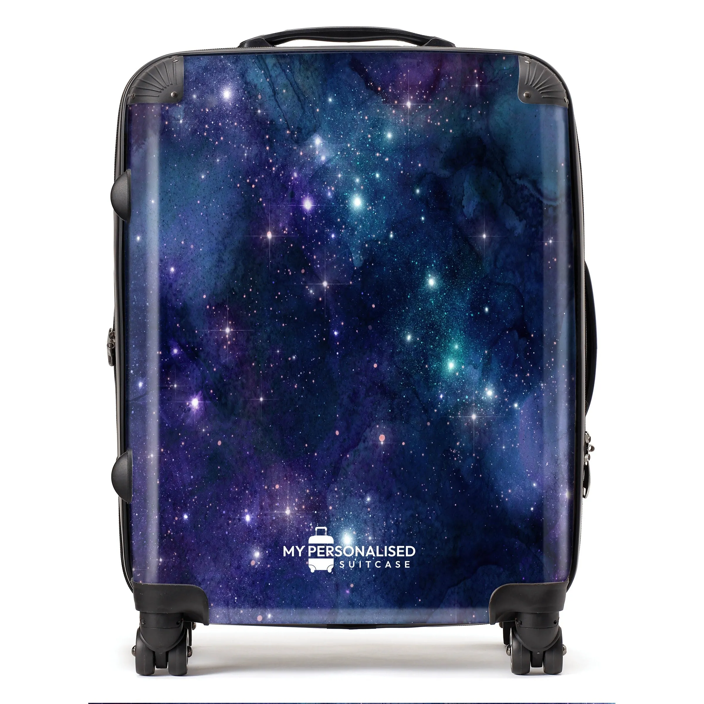 Personalised Awash with Stars Purple and Blue Gradient Suitcase