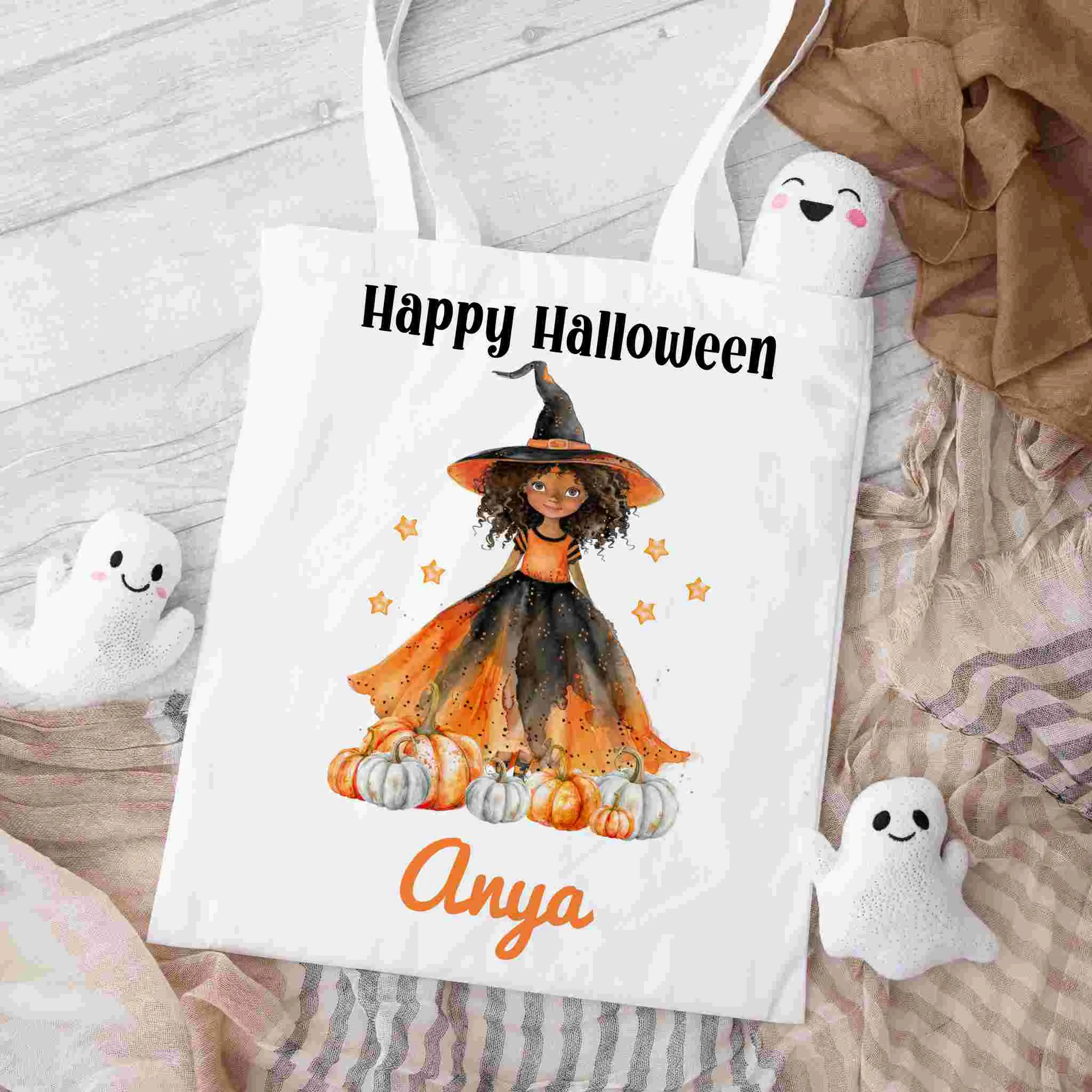 Personalised Children's Halloween Trick or Treat Bag – Customised Candy Tote for Spooky Fun