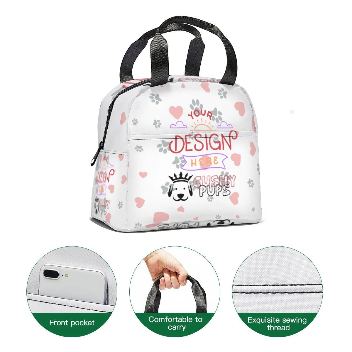 Personalised Lunch Bag, Personalized Lunch Bags, Custom Lunch Bag, Promotional Lunch Bags - Cushy Pups