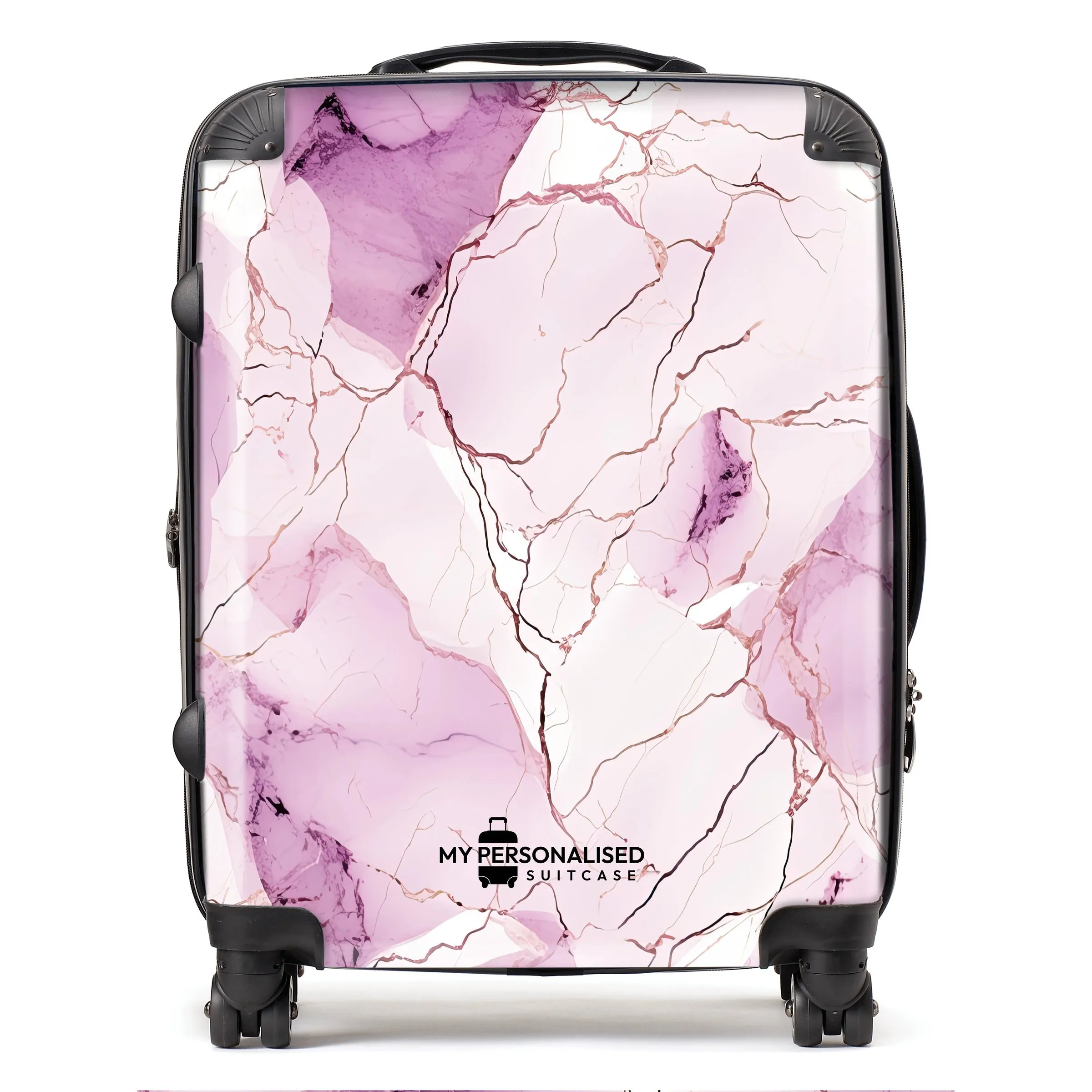 Personalised Pink & Purple Marble Suitcase